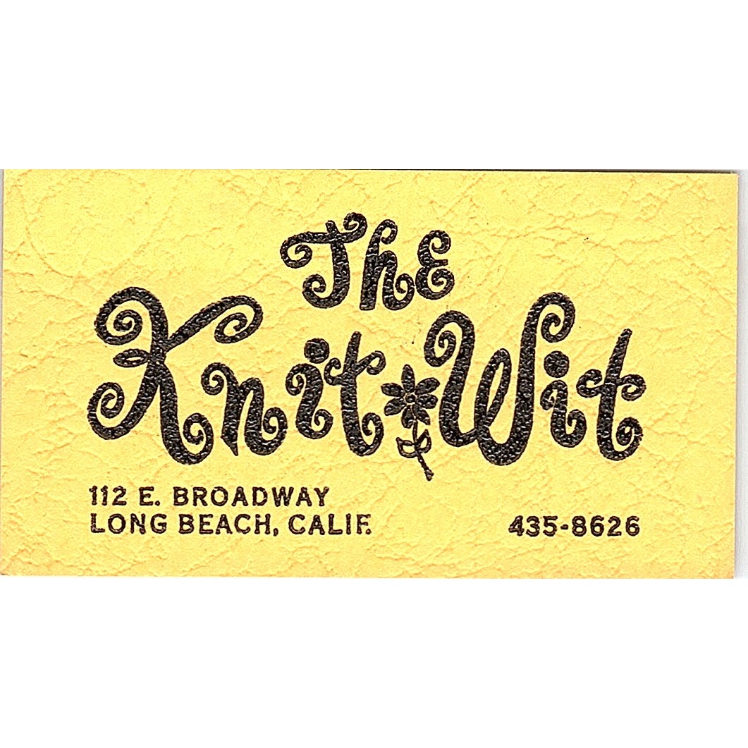 The Knit Wit Long Beach CA Vintage Business Card SE5-B4