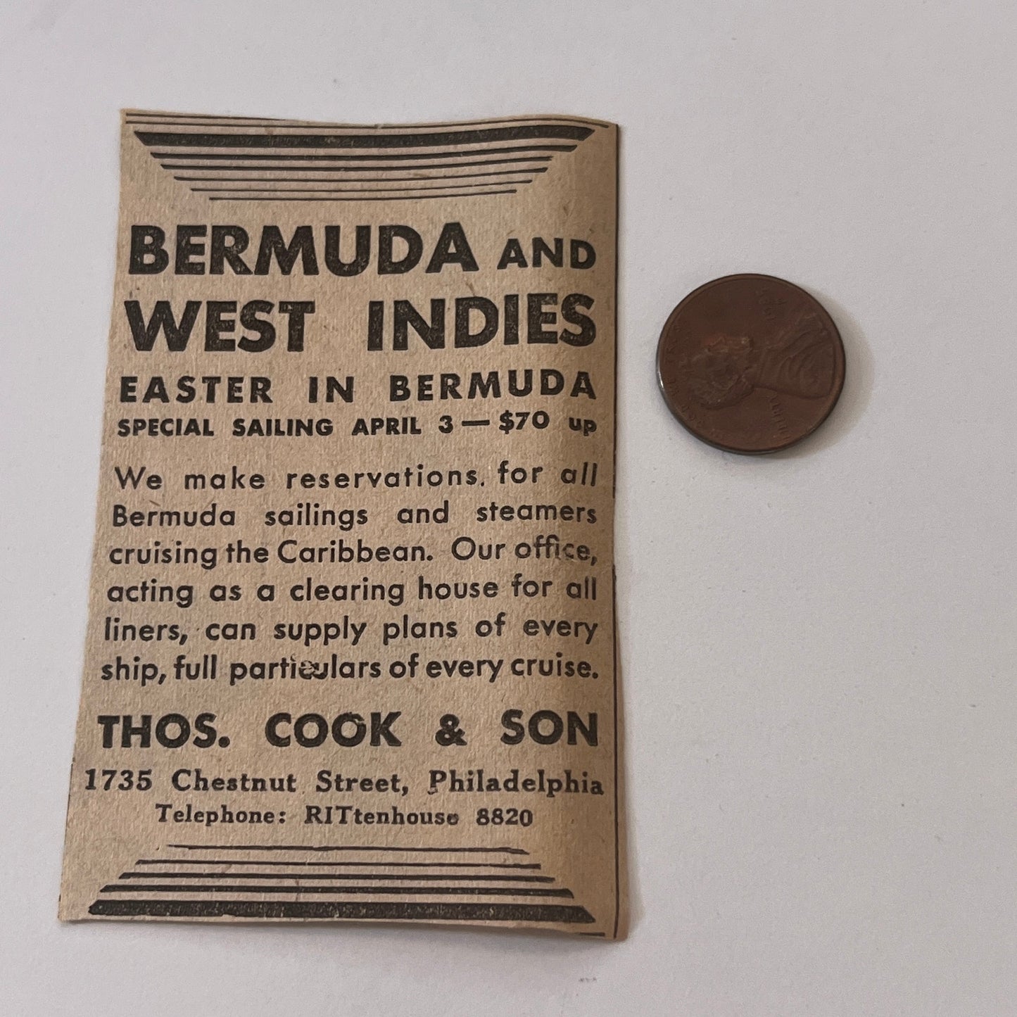 Thos. Cook & Son Philadelphia PA 1931 Newspaper Ad SAG4-S13
