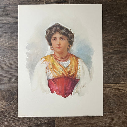 Portrait of a Woman - Giovanni Facciola Lithograph Art Print 9x12 V8