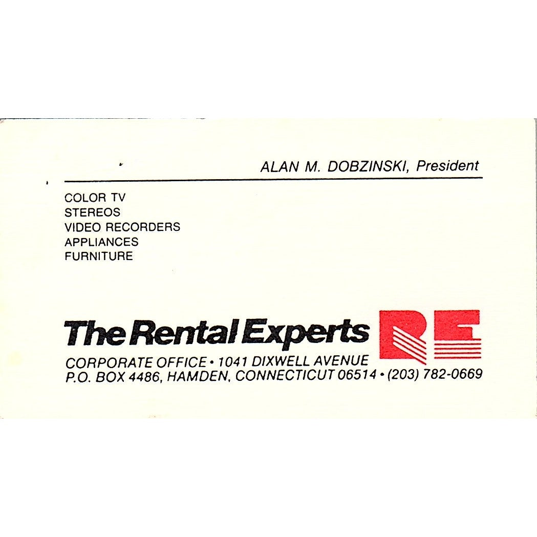 Alan M Dobzinski The Rental Experts Hamden CT Vintage Business Card SC9-B4