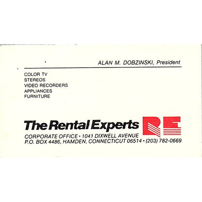 Alan M Dobzinski The Rental Experts Hamden CT Vintage Business Card SC9-B4