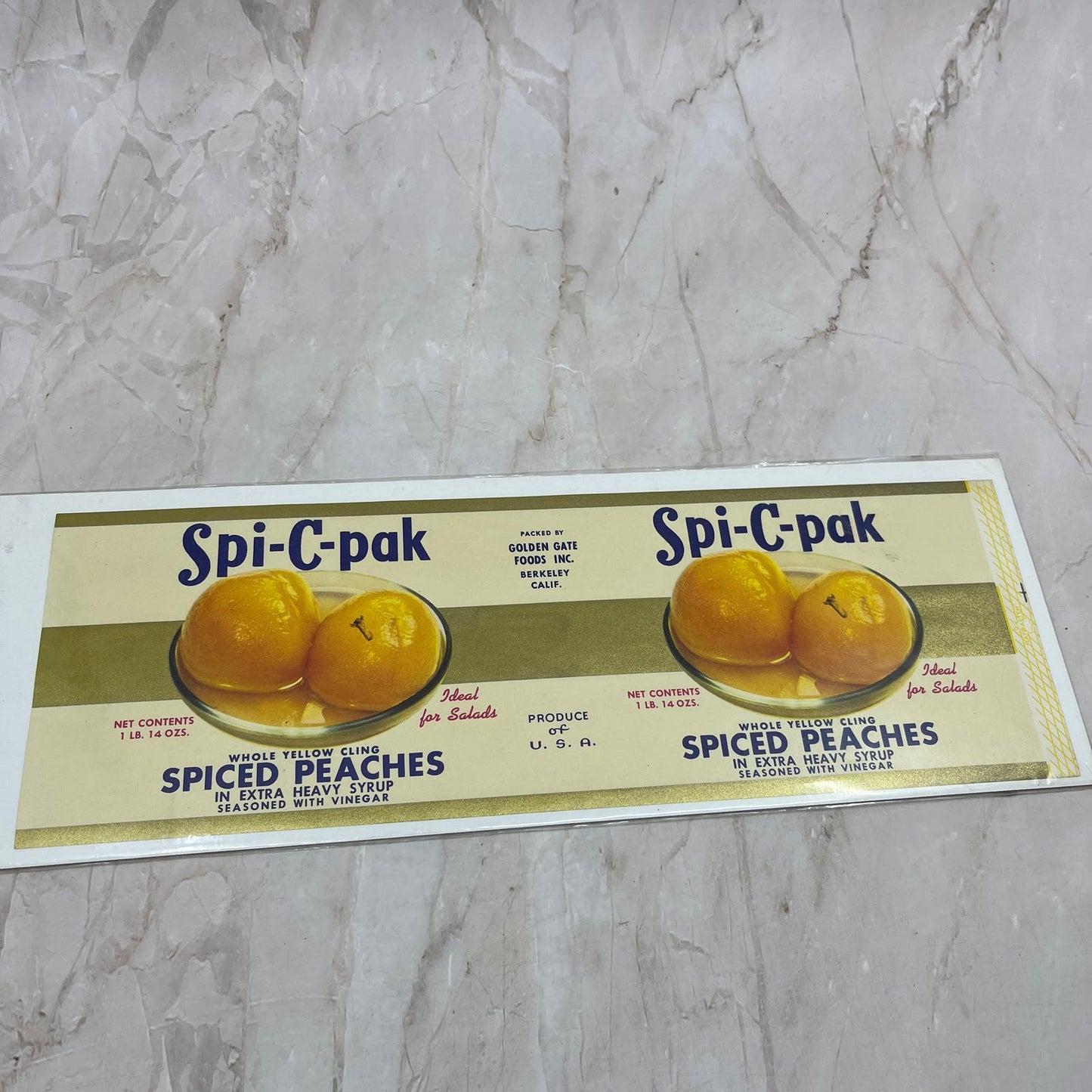 Vintage Spi-C-Pak Spiced Peaches Label Berkeley California FL6-1