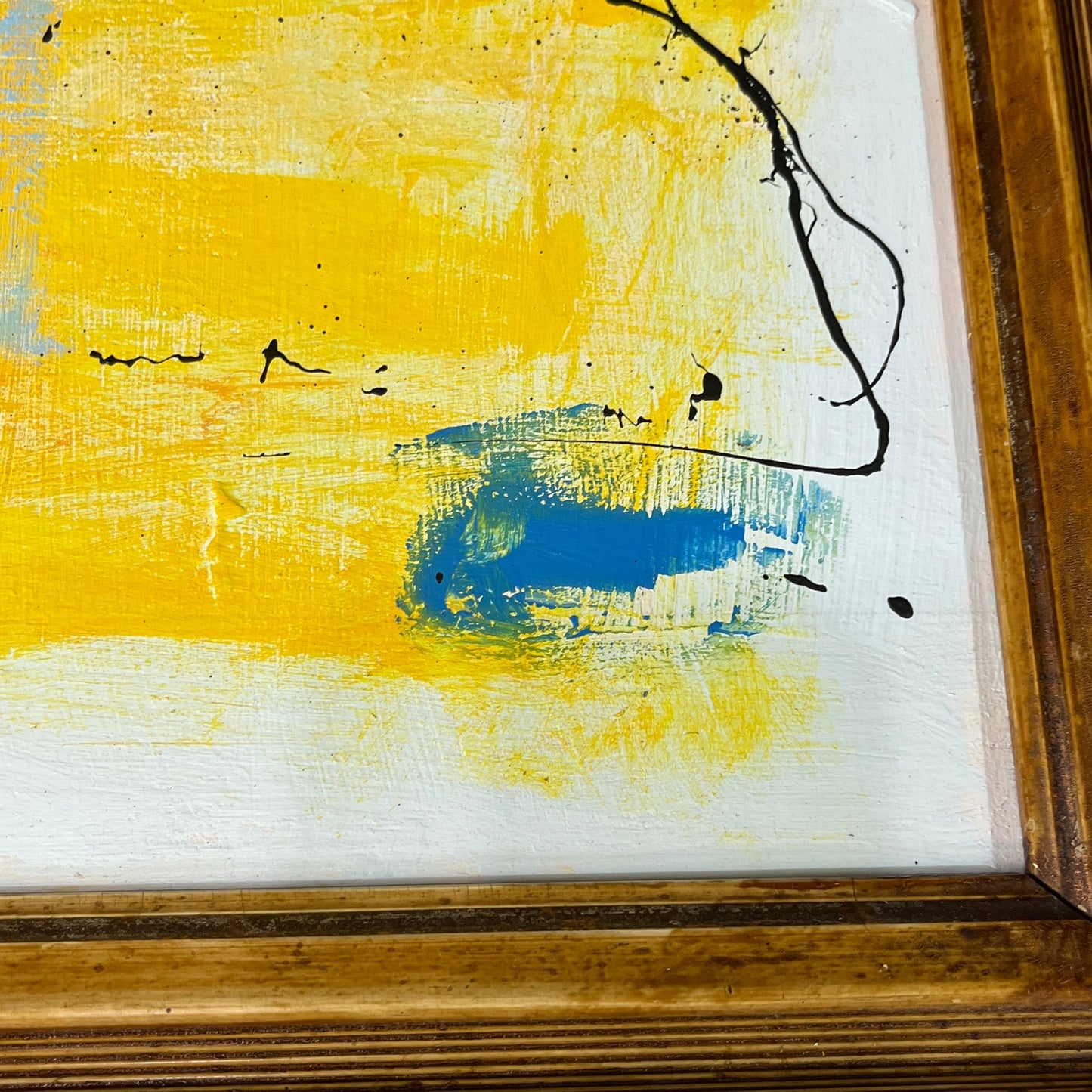Original Framed Mixed Media Abstract Art Painting 17x21 "Privacy"