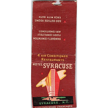 Hotel Syracuse NY Art Deco Vintage Matchbook Cover SC7-Y6