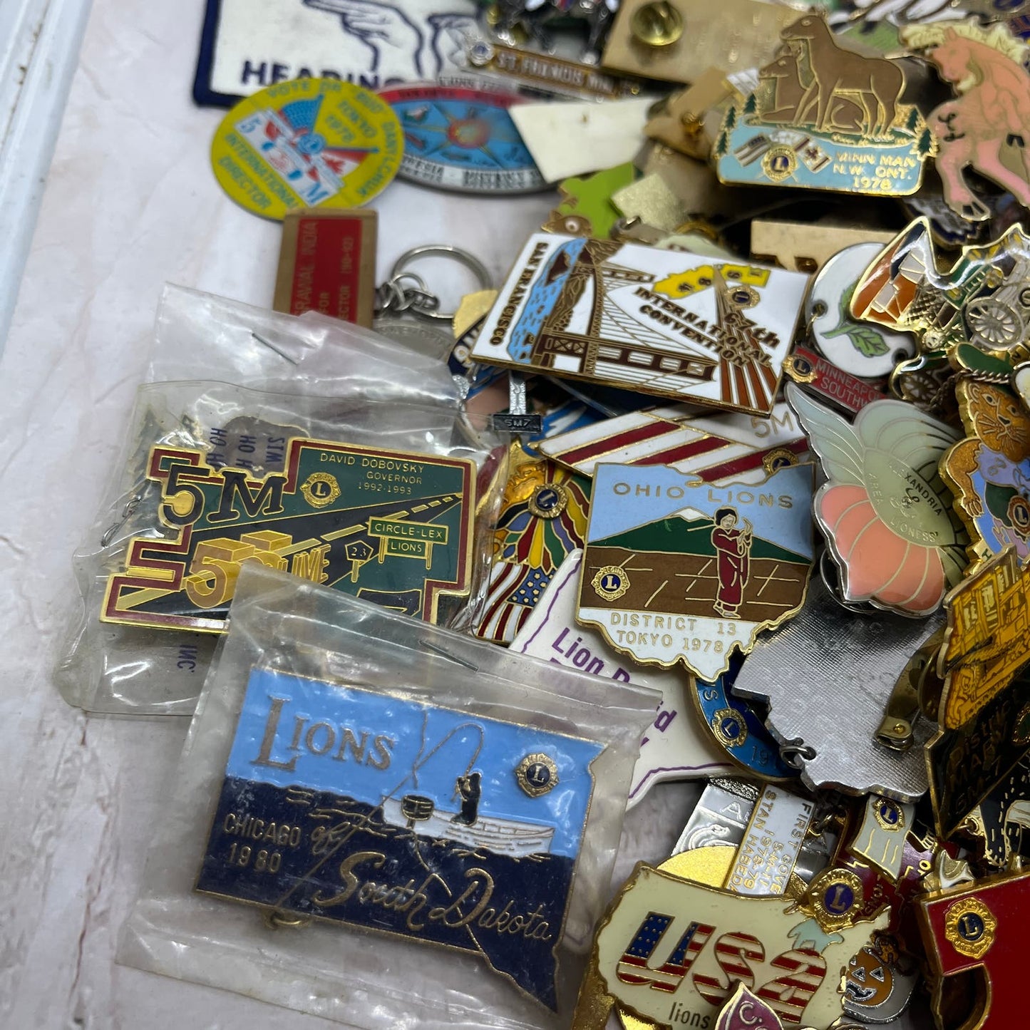 Lions Club Huge Lot Hundreds of Vintage Pins Buttons Patches and More 10+ Pounds