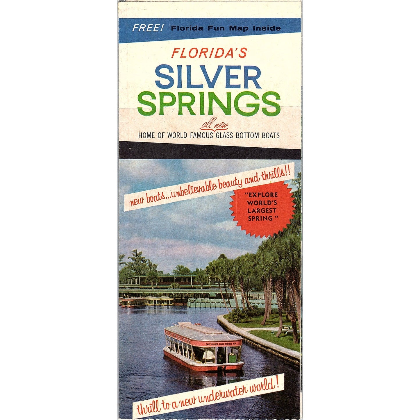 Vintage Florida's Silver Springs Glass Bottom Boats Travel Brochure TH2-TB2