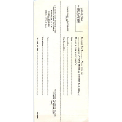 1955 US Government Printing Office Federal Income Tax Copy Order Form AE4