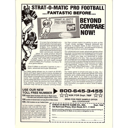 Strat-O-Matic Pro Football Game Glen Head NY 8x11" 1983 Ad D26