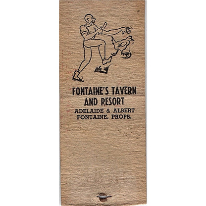 Fontaine's Tavern & Resort Adelaide & Albert Webster WI Matchbook Cover SE5-Y1