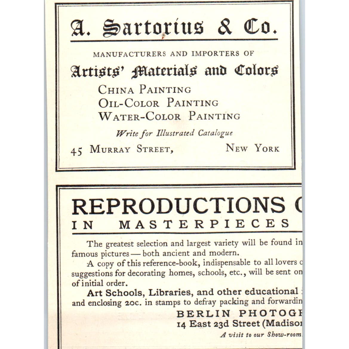 E. Gimpel and Wildenstein Old Paintings NY c1905 Victorian Ad AE9-MA5