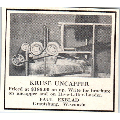 Kruse Uncapper Paul Ekblad Grantsburg WI 1964 Magazine Ad AK5-S36