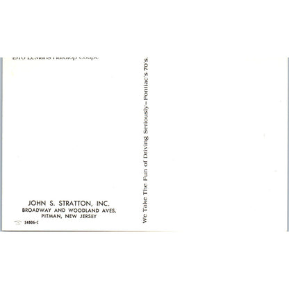 1970 Pontiac LeMans Hardtop Coupe John S. Stratton Pitman NJ Postcard PC11