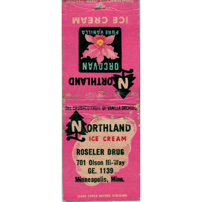 Roseler Drug Northland Ice Cream Minneapolis MN Vintage Matchbook Cover SF4-Y2