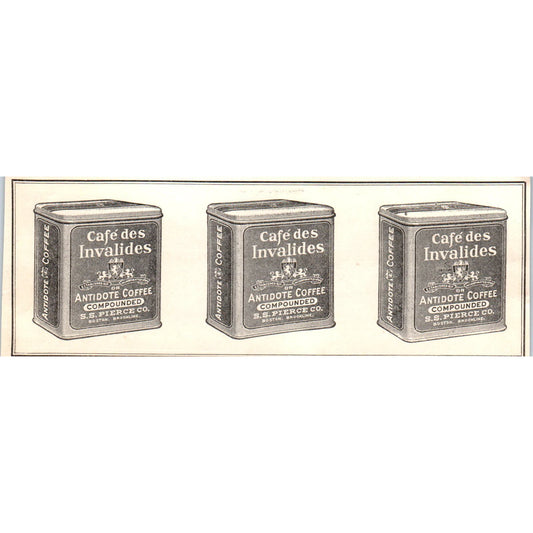 Antidote Coffee S.S. Pierce Co Boston Brookline c1905 Victorian Ad AE9-MA1