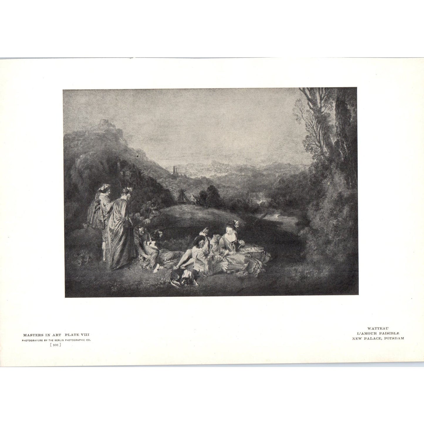 L'Amour Paisible - Watteau c1905 Art Print D13