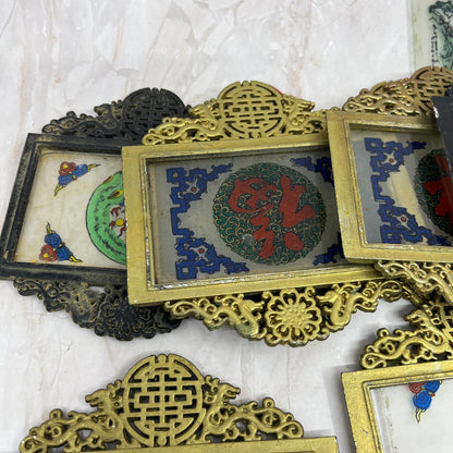 Vintage Huge Lot of Oriental Chinese Japanese Mini Wall Art Plaques TF5