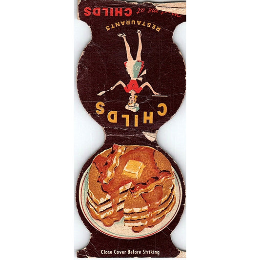 Childs Restaurants Pancakes Die Cut Vintage Matchbook Cover TH2-Y4
