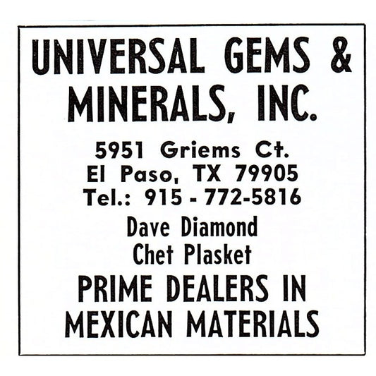 Universal Gems & Minerals Inc El Paso Texas 1972 Ad AF8-M1