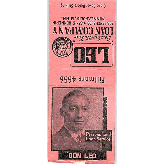 Don Leo Loan Co Minneapolis Vintage Matchbook Cover SC7-Y1