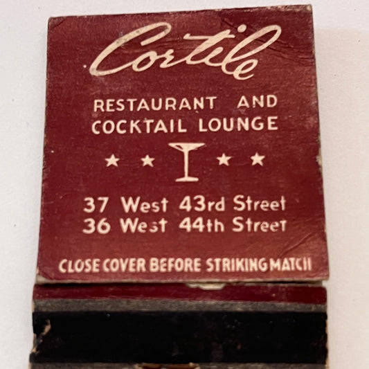 Cortile Restaurant and Cocktail Lounge NY Vintage Matchbook Cover TB8-MB3-9