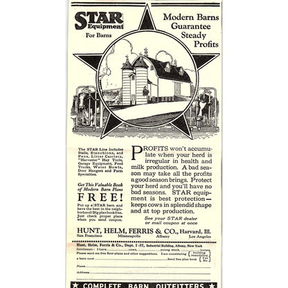 Hunt, Helm, Ferris & Co Star Equipment for Barns Albany NY 1924 Ad AG3-4