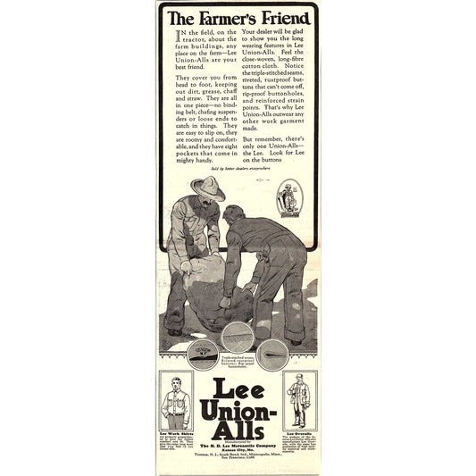 Lee Union-Alls H.D. Lee Mercantile Company Kansas City MO 1924 Ad AG3-4