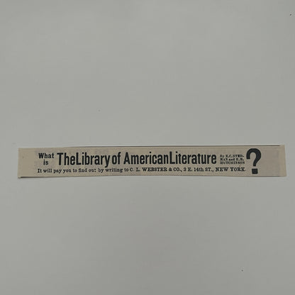The Library of American Literature C.L. Webster & Co NY 1892 Ad AG2-7