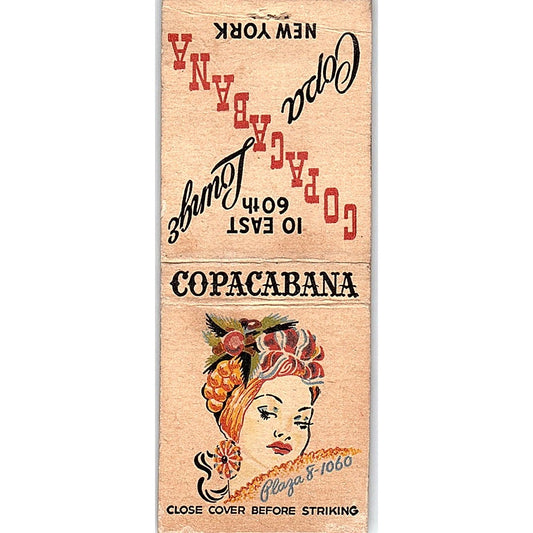 Copacabana Copa Lounge NY Vintage Matchbook Cover SF3-Y8