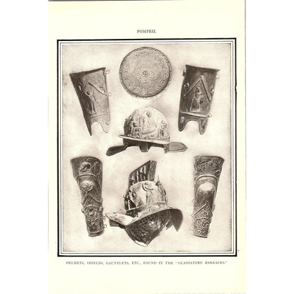 Pompeii Helmets, Shields, Gauntlets From Gladiators Barracks Art Print 6.5x10 V6