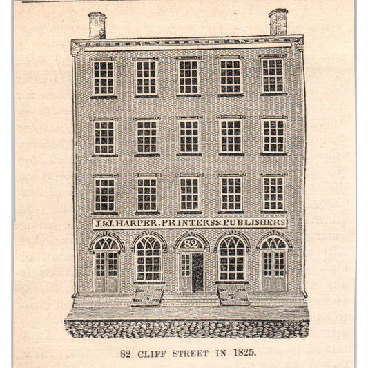 82 Cliff St. 1826 J&J Harper Printers Building 1892 Magazine Ad AK6-M2