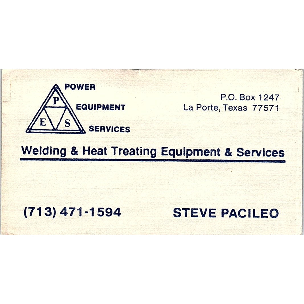 Steve Pacileo Welding & Heat Treating La Porte TX Vintage Business Card SE5-B2