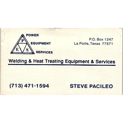 Steve Pacileo Welding & Heat Treating La Porte TX Vintage Business Card SE5-B2