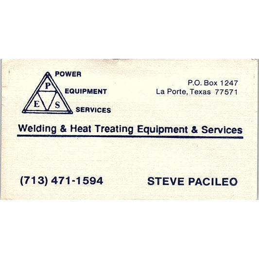 Steve Pacileo Welding & Heat Treating La Porte TX Vintage Business Card SE5-B2