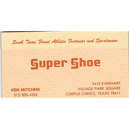 Super Shoe Ken Mitchem Corpus Christi TX Vintage Business Card SB4-B7