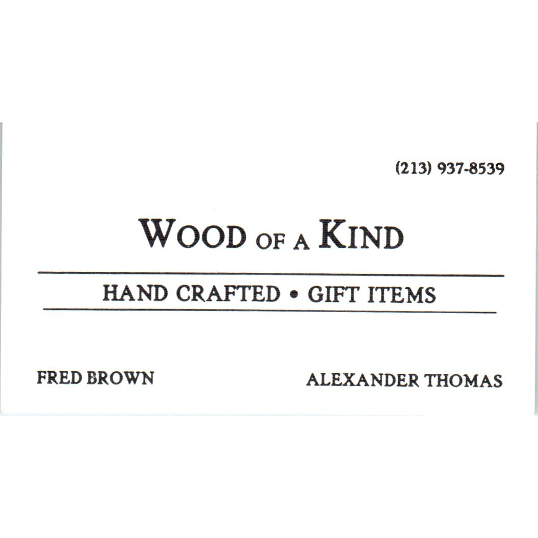 Wood of a Kind Gift Fred Brown Alexander Thomas Long Beach Business Card SD8-B18