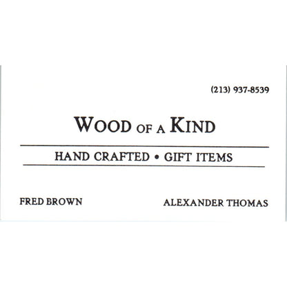 Wood of a Kind Gift Fred Brown Alexander Thomas Long Beach Business Card SD8-B18