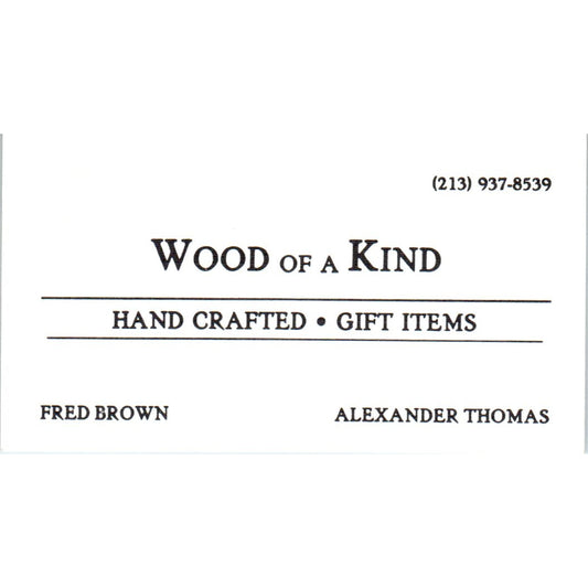 Wood of a Kind Gift Fred Brown Alexander Thomas Long Beach Business Card SD8-B18