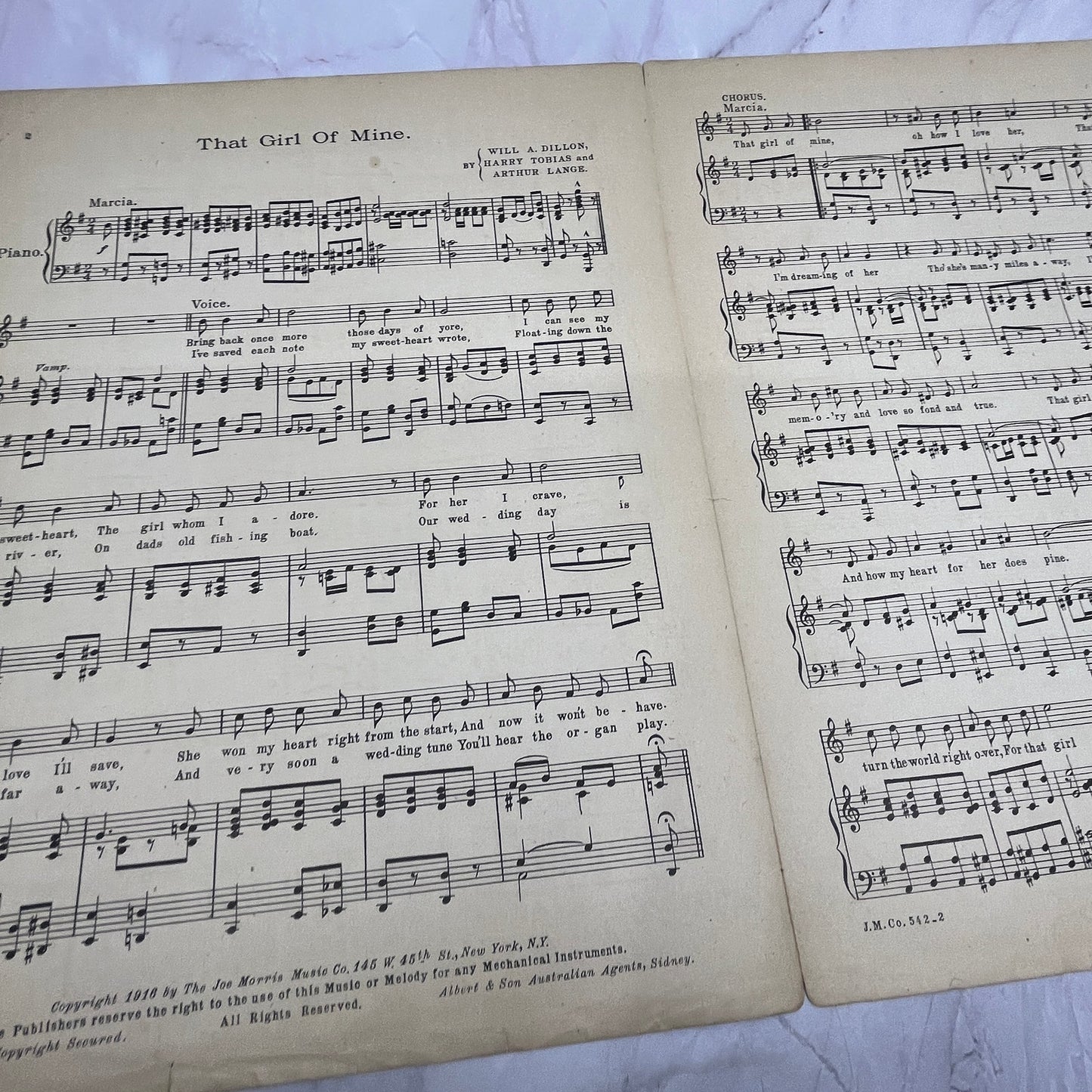 That Girl of Mine Will Dillon Harry Tobias Arthur Lange 1916 Sheet Music V15