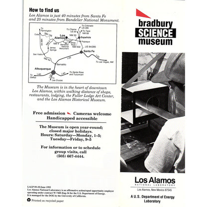 Bradley Science Museum Los Alamos National Laboratory Travel Brochure TH2-TB1