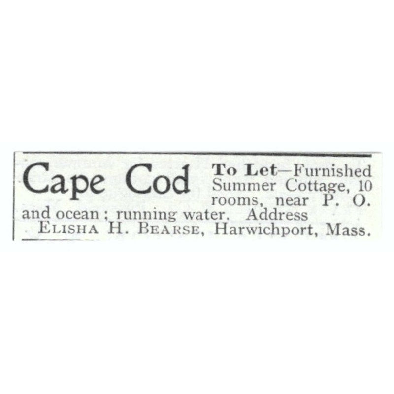 Cape Cod Cottage Elisha H. Bearse Harwich Port MA 1903 Magazine Ad AF7-SS2