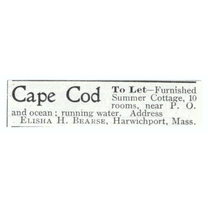 Cape Cod Cottage Elisha H. Bearse Harwich Port MA 1903 Magazine Ad AF7-SS2