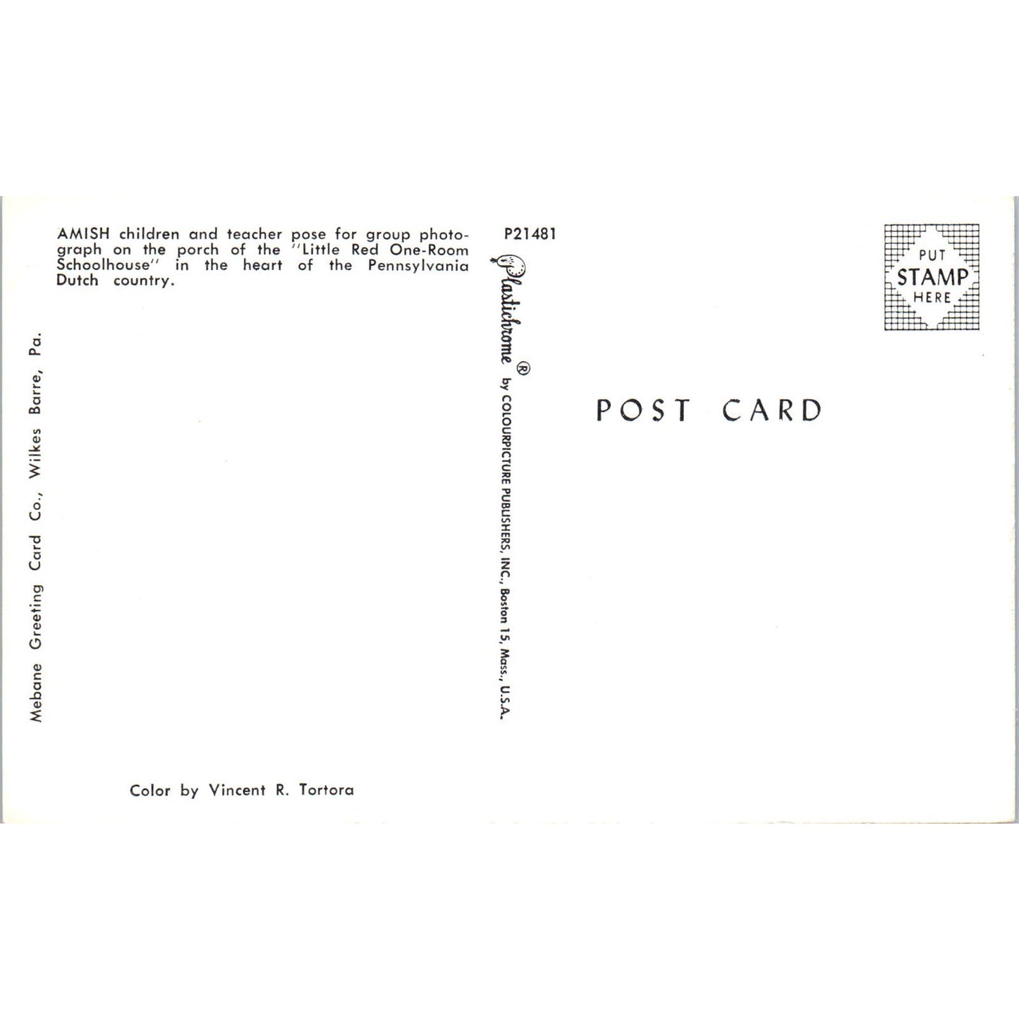 Amish Children in One Room Schoolhouse Pennsylvania Dutch Country Postcard PD8