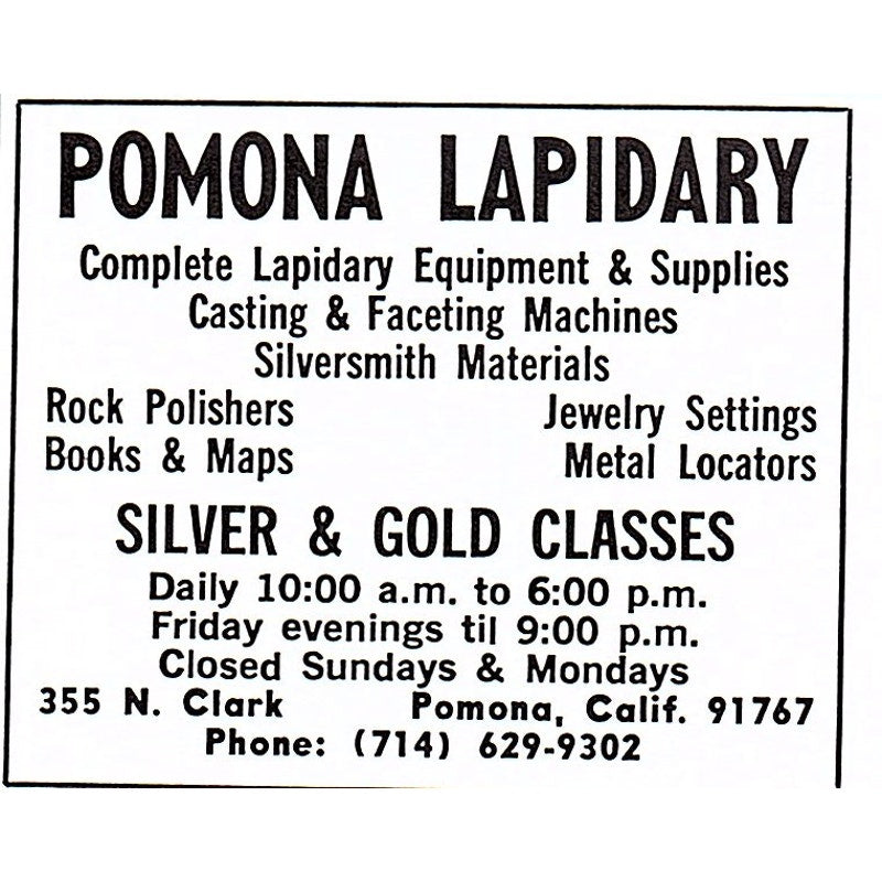 Stan's Gems & Minerals Cleveland Ohio 1972 Ad AF8-M2