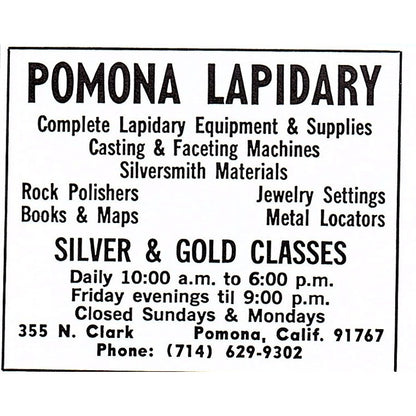 Stan's Gems & Minerals Cleveland Ohio 1972 Ad AF8-M2