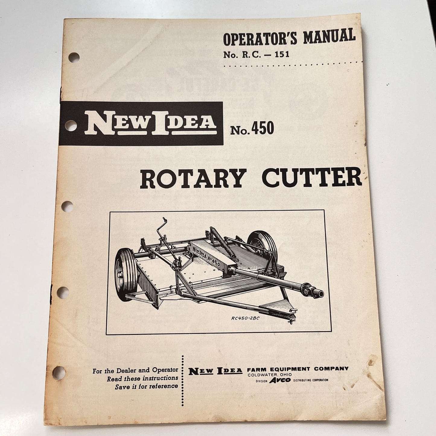 Vintage New Idea Operator's Manual No. 450 Rotary Cutter M1-1