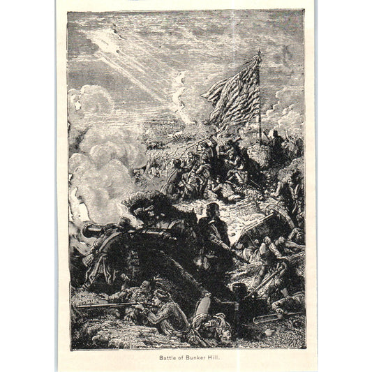 Battle of Bunker Hill Engraving c1890 Victorian Print AE8-CH2