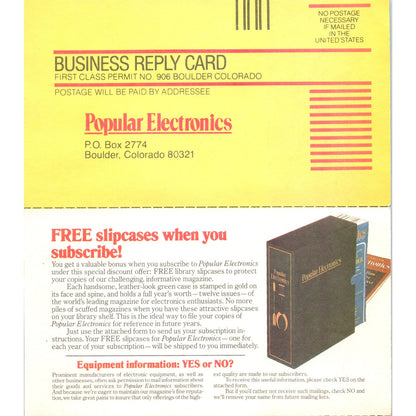 c1980s Popular Electronics Order Form Subscription Advertising Postal Card PD7