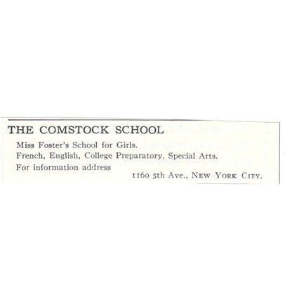 The Comstock Miss Foster's Girls Prep School NY 1924 Magazine Ad AD8-O7