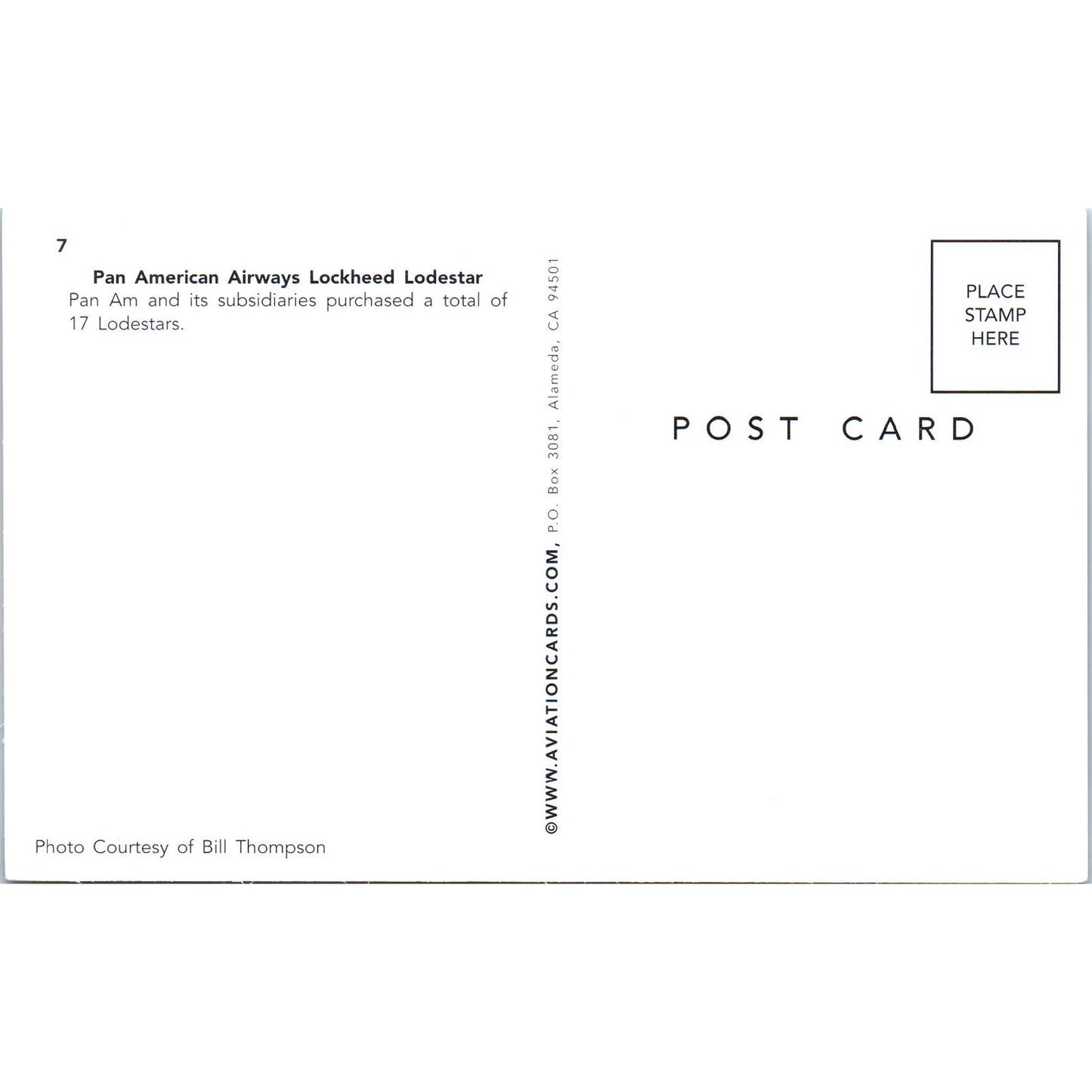 Pan American Airways Lockheed Lodestar Vintage Postcard PC18