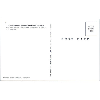 Pan American Airways Lockheed Lodestar Vintage Postcard PC18